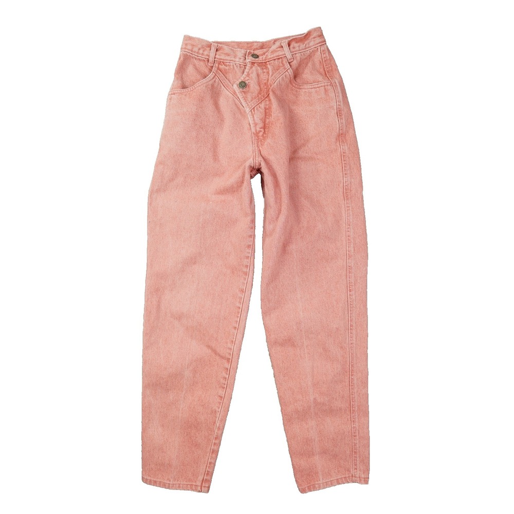 Rocky Mountain Vtg 80s Bare Back‎ Denim Jeans  Womens 5 Coral Pink High Waisted